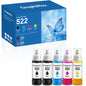 522 Ink  Bottles Compatible for Epson 522 Ink Refil Bottles for EcoTank Printers ET2800 ET2400 ET2720 ET2803 ET2840 ET4700 ET4800 ET4810 printer, 5-Pack
