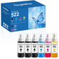 522 Ink  Bottles Compatible for Epson 522 Ink Refil Bottles for EcoTank Printers ET2800 ET2400 ET2720 ET2803 ET2840 ET4700 ET4800 ET4810 printer, 6-Pack