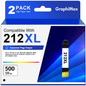212XL Black Ink Cartridge Replacement for Epson WorkForce WF-2850 WF-2830 Expression Home XP-4100 XP-4105 Printer (2 Pack)