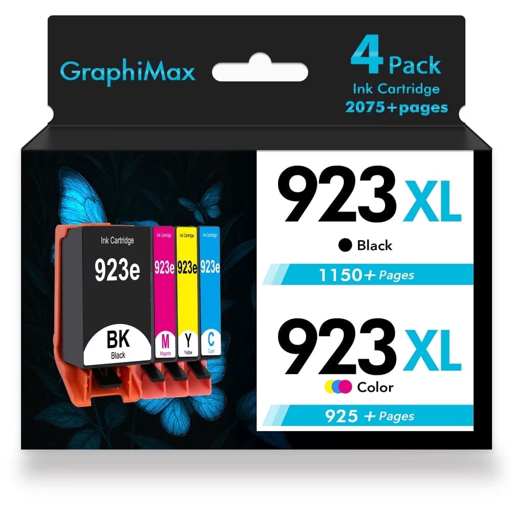923e 923XL Ink Cartridges with Chip 923 923XL 4 Pack compatible for OfficeJet Pro 8130 8135 8120 8122 8124 8125 8132 8134 8135 8138 8139 (B/C/M/Y)