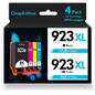 923e 923XL Ink Cartridges with Chip 923 923XL 4 Pack compatible for OfficeJet Pro 8130 8135 8120 8122 8124 8125 8132 8134 8135 8138 8139 (B/C/M/Y)