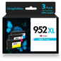 952XL Ink Cartridges Compatible for 952 952XL Color Ink for OfficeJet Pro 8710 7740 8720 8210 8715 8702 7720 8730 8740 8216 8725 8700(3 Pack, Cyan, Magenta, Yellow)