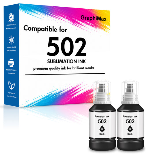 Compatible Ink Bottle Replacement for 502 T502 Ink Refill for ET-2760 ET-2750 ET-3760 ET-4760 ET-3750 ET-4750 ET-3710 ET-15000 Printer (2 Black)