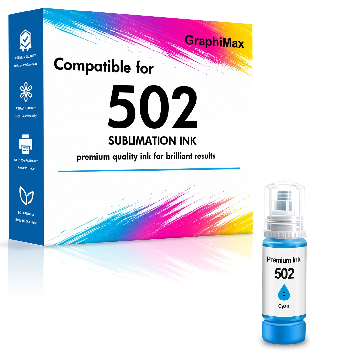 Compatible Ink Bottle Replacement for 502 T502 Ink Refill for ET-2760 ET-2750 ET-3760 ET-4760 ET-3750 ET-4750 ET-3710 ET-15000 Printer (Cyan)