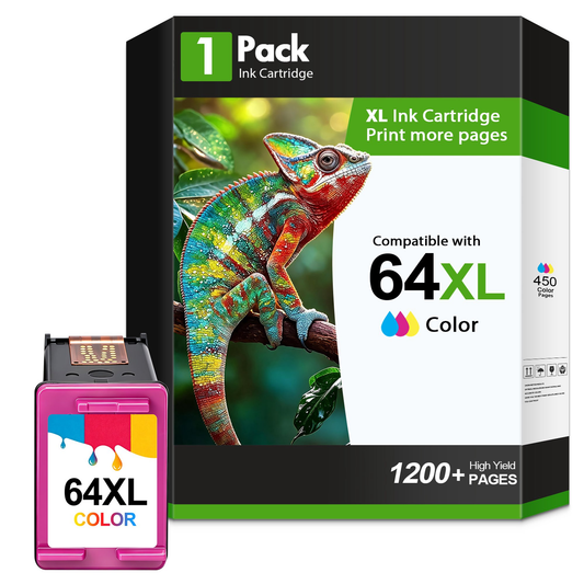 64XL Tri?Color Ink Cartridge Compatible for HP 64 64XL Color Ink for HP Envy Photo 7855 7858 7155 7120 7800 6255 6252 7158 7164 Printer£¨One Tri?Color£©