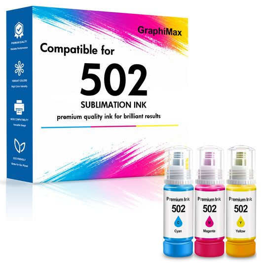 Compatible Ink Bottle Replacement for 502 T502 Ink Refill for ET-2760 ET-2750 ET-3760 ET-4760 ET-3750 ET-4750 ET-3710 ET-15000 Printer (Cyan, Magenta, Yellow)