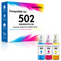 Compatible Ink Bottle Replacement for 502 T502 Ink Refill for ET-2760 ET-2750 ET-3760 ET-4760 ET-3750 ET-4750 ET-3710 ET-15000 Printer (Cyan, Magenta, Yellow)