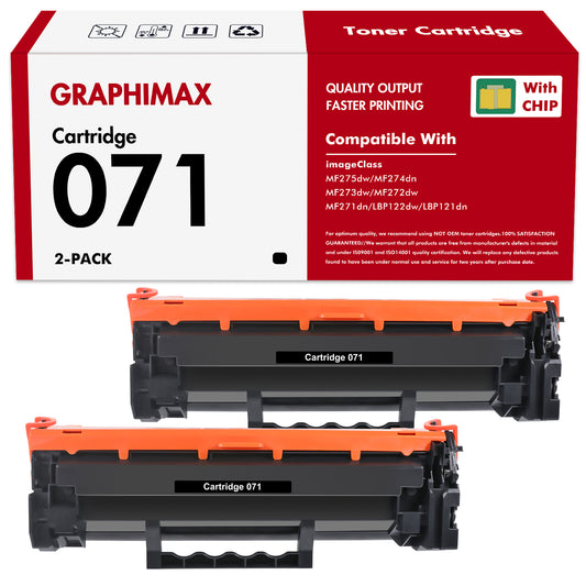 071 High Yield Toner Cartridge with Chip Compatible for Canon 071 071H CRG 071 imageClass LBP122dw MF272dw MF273dw MF275dw MF274dn MF271dn LBP121dn Printer Black 2Pack