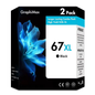 67 67XL Ink Cartridges Compatible for HP 67XL 67 2755e 2 Pack Black Ink for OfficeJet 2755 4155 2722 2723 2724 2725 2732 Envy 6055 6455 6458 6475 Printer Ink