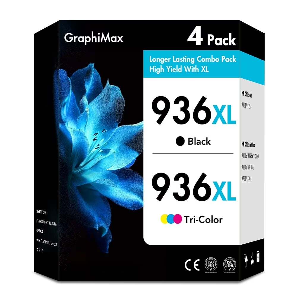 936e 936XL Ink Cartridges Compatible for HP 936 936e 936 XL 4 Pack OfficeJet Pro 9125e 9120e 9730e 9130 9135e 9122e 9128e 9110b 9120b 9130b 9130e Printer (Black, Cyan, Magenta, Yellow)