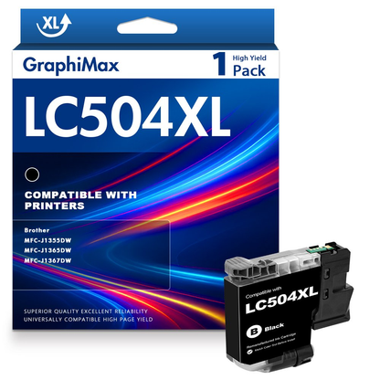 LC504 XL Ink Cartridge Compatible for Brother LC 504 Ink Cartridge for Brother MFC-J1355DW MFC-J1365DW MFC-J1367DW Printers Printer (1 Pack,Black)