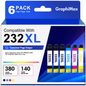 232XL Ink Cartridge Replacement for Epson Expression Home XP-4200 XP-4205 WorkForce WF-2930 WF-2950 Printer (6-Pack, 3 Black, 1 Cyan, 1 Magenta, 1 Yellow)