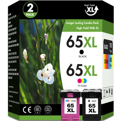 65XL Ink Cartridge Combo Pack Compatible for HP 65 Ink 65XL for DeskJet 3755 3772 Envy 5055 5052 Printer Ink 65