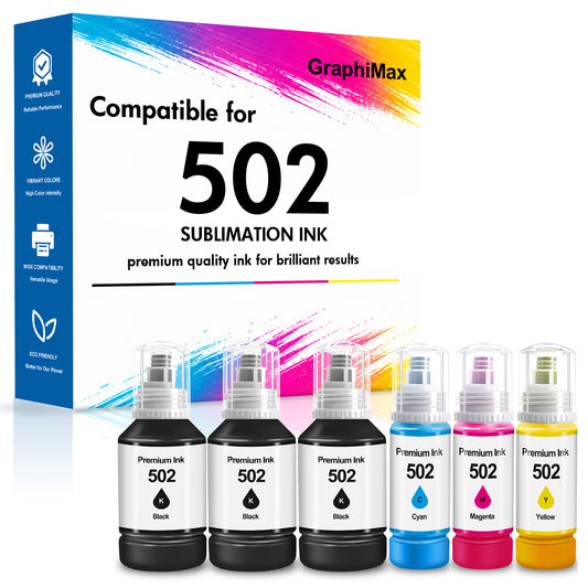Compatible Ink Bottle Replacement for 502 T502 Ink Refill for ET-2760 ET-2750 ET-3760 ET-4760 ET-3750 ET-4750 ET-3710 ET-15000 Printer (3 Black, Cyan, Magenta, Yellow)