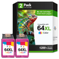 64XL Ink Cartridges Compatible for 64 64XL Color Ink for Envy Photo 7855 7858 7155 7120 7800 6255 6252 7158 7164 Printer (2 Pack Tri-color)