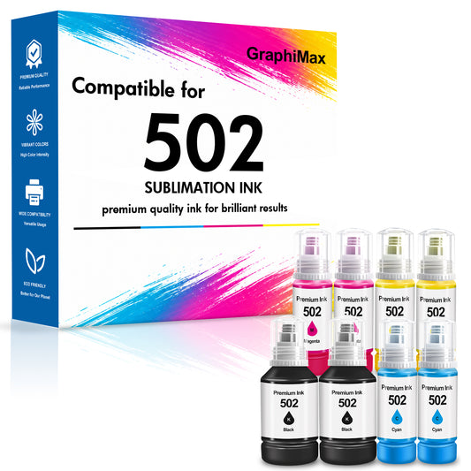 Compatible Ink Bottle Replacement for 502 T502 Ink Refill for ET-2760 ET-2750 ET-3760 ET-4760 ET-3750 ET-4750 ET-3710 ET-15000 Printer (2 Black, 2 Cyan, 2 Magenta, 2 Yellow)