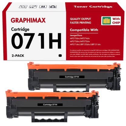 071H 2-Pack Toner Cartridge with Chip Compatible for Canon 071H 071 CRG 071H imageClass LBP122dw MF272dw MF273dw MF275dw MF274dn MF271dn LBP121dn Printer Black