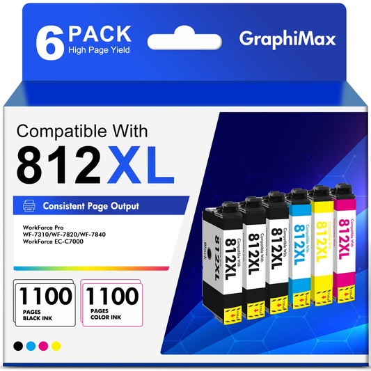 812XL Ink Cartridges for Epson 812 black Ink Cartridges Compatible for Epson Workforce Pro WF-7820 WF-7840 EC-C7000 Printer (3 Black 1 Cyan 1 Magenta 1 Yellow)