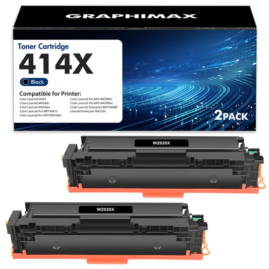 414X GraphiMax Black Toner Cartridge with Chip Compatible for HP 414X 414A Laserjet Pro MFP M479fdw M454dw M479fdn M454dn M479 Laser Printer Ink, 2-Pack