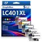 LC401 LC401XL MFC-J1010DW Ink Cartridges for Brother Printer LC 401 LC 401XL High Yields MFC-J1010DW MFC-J1170DW MFC-J1012DW MFC-J1800DW MFC J1010DW (5 Pack, 2 x Black, Cyan Magenta Yellow)