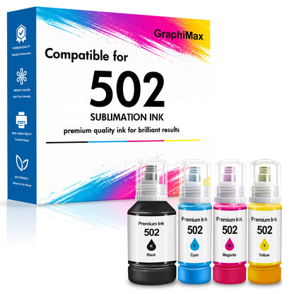 Compatible Ink Bottle Replacement for 502 T502 Ink Refill for ET-2760 ET-2750 ET-3760 ET-4760 ET-3750 ET-4750 ET-3710 ET-15000 Printer (Black, Cyan, Magenta, Yellow)