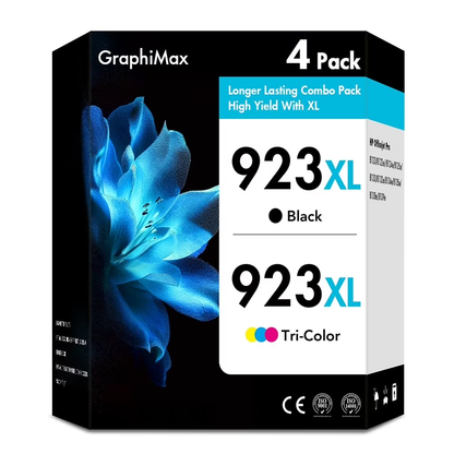 923 923XL 923e Ink Cartridges with Chip Compatible for HP 923e 923XL Ink Combo Pack for OfficeJet Pro 8130 8135 8120 8122 8124 8125 8132 8134 8135 8138 8139 Printer (4 Pack, B/C/M/Y)