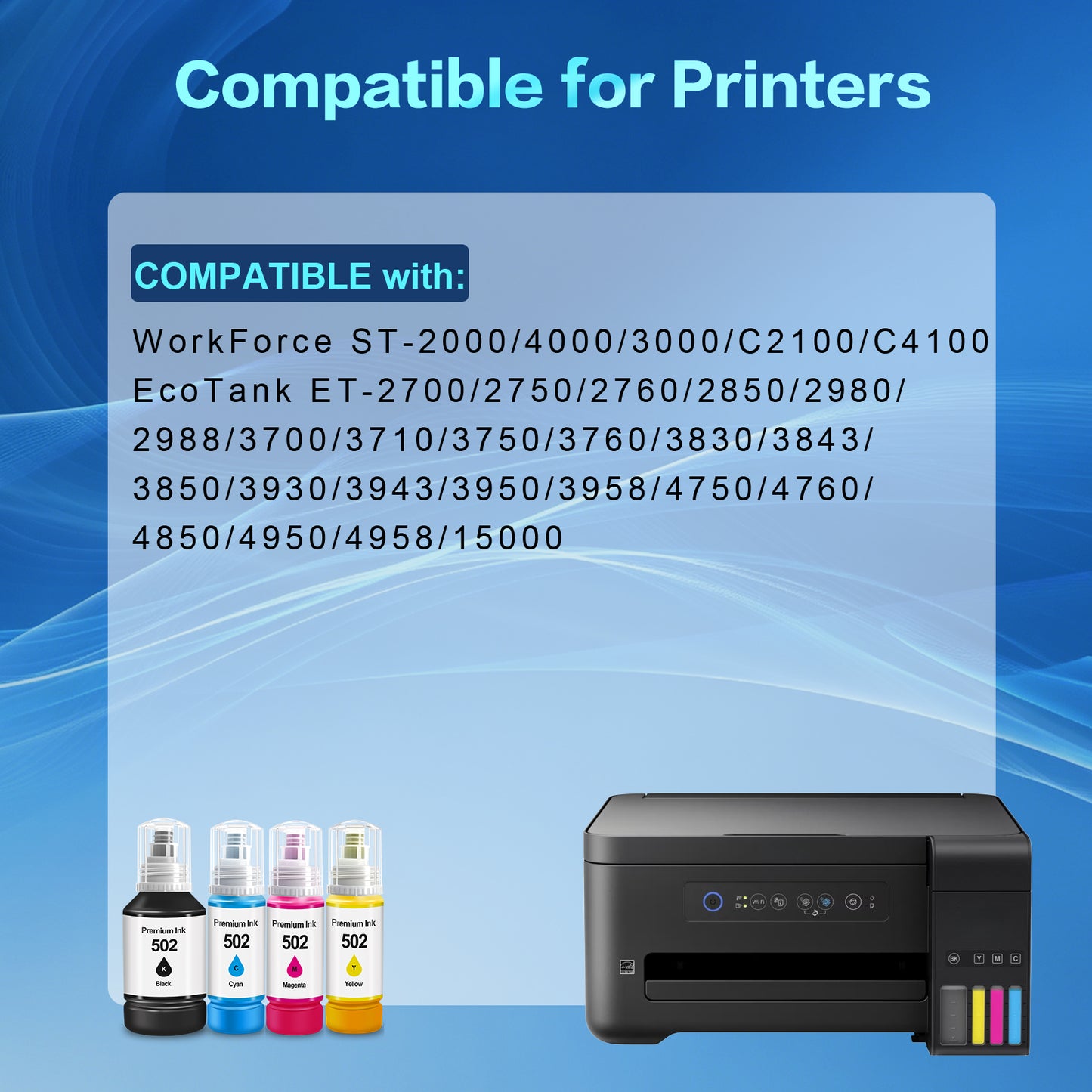 522 Ink  Bottles Compatible for Epson 522 Black Ink Refil Bottles for EcoTank Printers ET2800 ET2400 ET2720 ET2803 ET2840 ET4700 ET4800 ET4810 printer, 1 Black