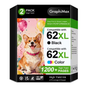 62XL Ink Cartridges Compatible for 62 Ink 62 XL Combo Pack for Envy 5660 7645 7640 5740 OfficeJet 250 (Black, Tri-color)