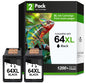 64XL Ink Cartridges Compatible for HP 64 64XL Black Ink Cartridges for HP Envy Photo 7855 7858 7155 7120 7800 6255 6252 7158 7164 Printer（2 x Black）