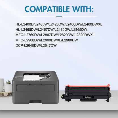 TN830 XL High Yield Toner Cartridge Black Compatible for Brother TN830XL TN830 TN 830XL HL-L2460DW HL-L2405W DCP-L2640DW MFC-L2820DW HL-L2400D L2405W L2480DW MFC-L2820DWXL Printer Ink 2-Pack