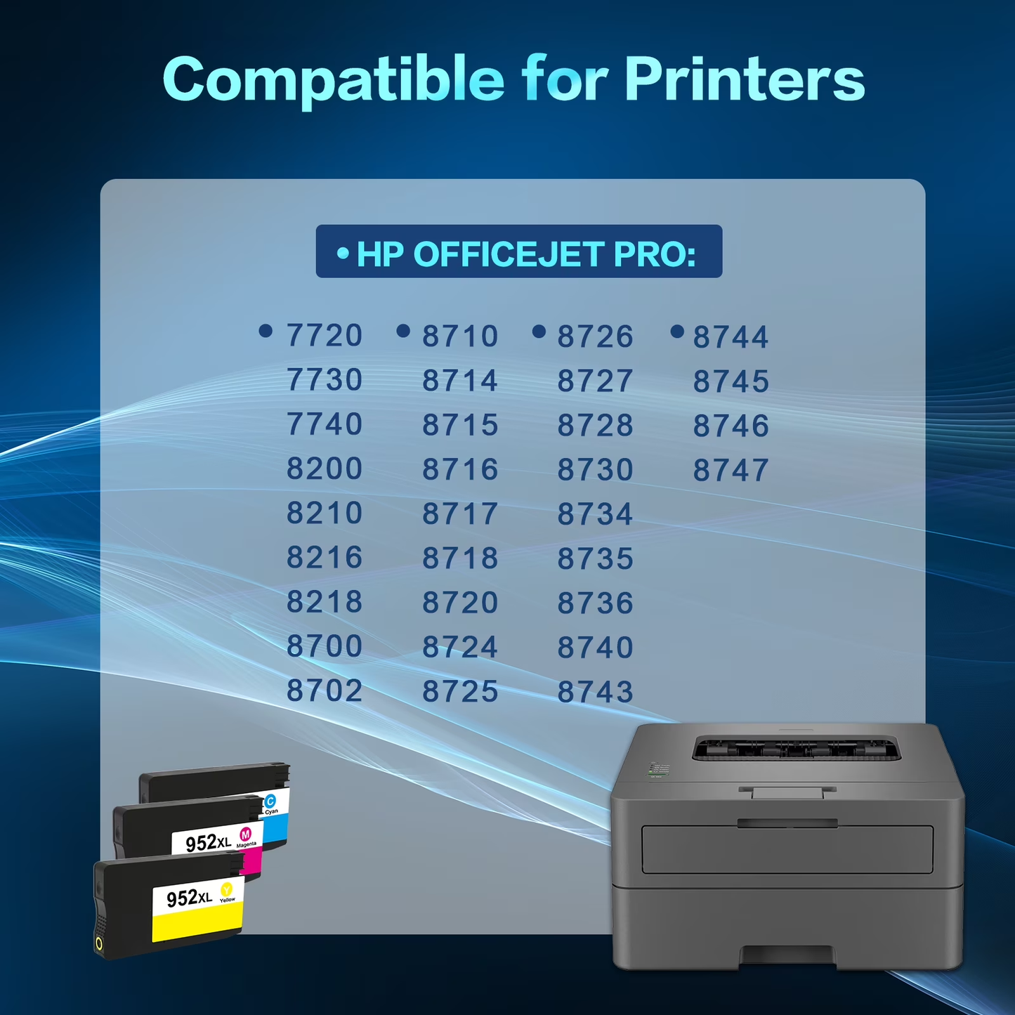 952XL Ink Cartridges Compatible for 952 952XL Color Ink for OfficeJet Pro 8710 7740 8720 8210 8715 8702 7720 8730 8740 8216 8725 8700(3 Pack, Cyan, Magenta, Yellow)