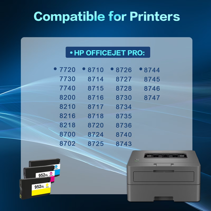 952XL Ink Cartridges Compatible for 952 952XL Color Ink for OfficeJet Pro 8710 7740 8720 8210 8715 8702 7720 8730 8740 8216 8725 8700(3 Pack, Cyan, Magenta, Yellow)