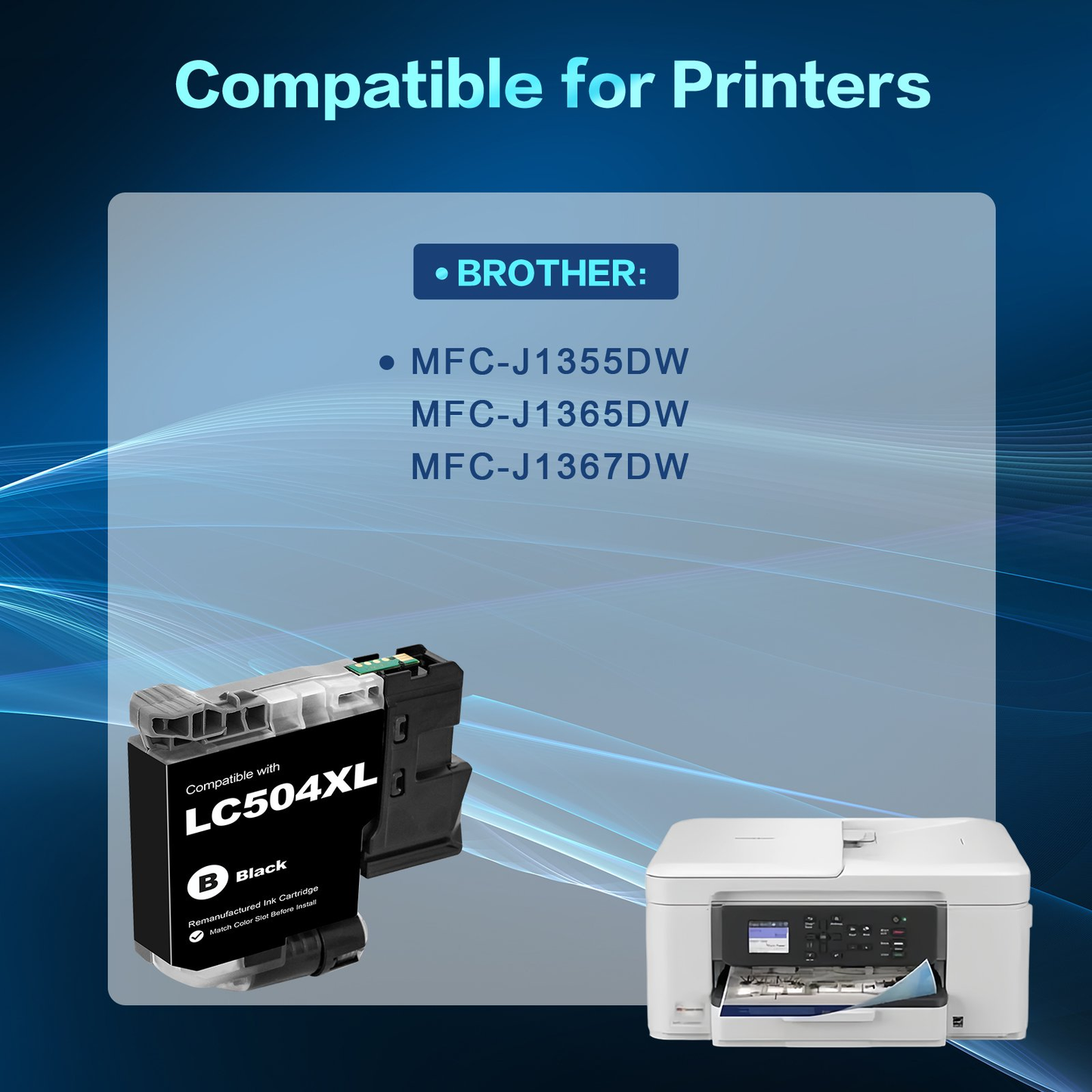 LC504 XL Ink Cartridge Compatible for Brother LC 504 Ink Cartridge for Brother MFC-J1355DW MFC-J1365DW MFC-J1367DW Printers Printer (1 Pack,Black)