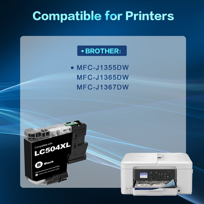 LC504 XL Ink Cartridge Compatible for Brother LC 504 Ink Cartridge for Brother MFC-J1355DW MFC-J1365DW MFC-J1367DW Printers Printer (1 Pack,Black)
