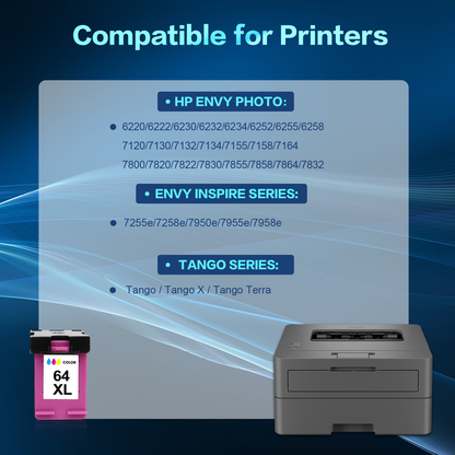 64XL Ink Cartridges Compatible for 64 64XL Color Ink for Envy Photo 7855 7858 7155 7120 7800 6255 6252 7158 7164 Printer (2 Pack Tri-color)