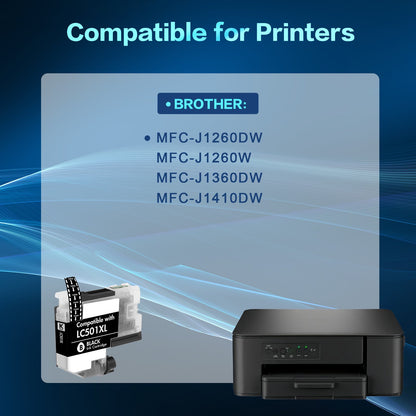 LC501 XL LC501 Ink Cartridges Compatible for Brother LC501 Ink LC501XL Work Smart MFC-J1260DW MFC-J1360DW MFC-J1410D0 MFC-J1260W