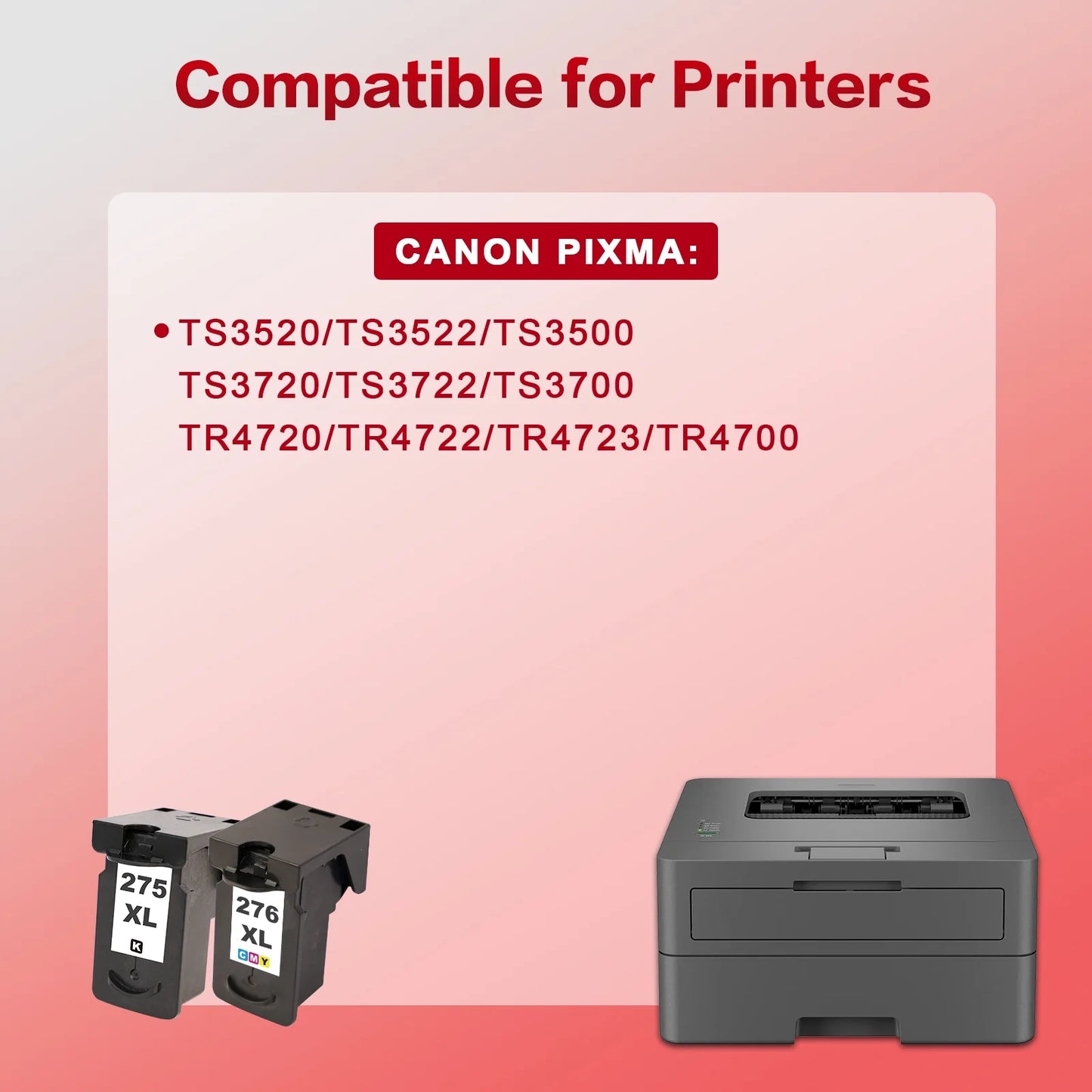 275XL Ink Cartridges for Canon Ink 275 and 276 for Pixma TS3522 TS3520 TS3500 TR4722 TR4720 TR4700 (Black, Tri-Color)