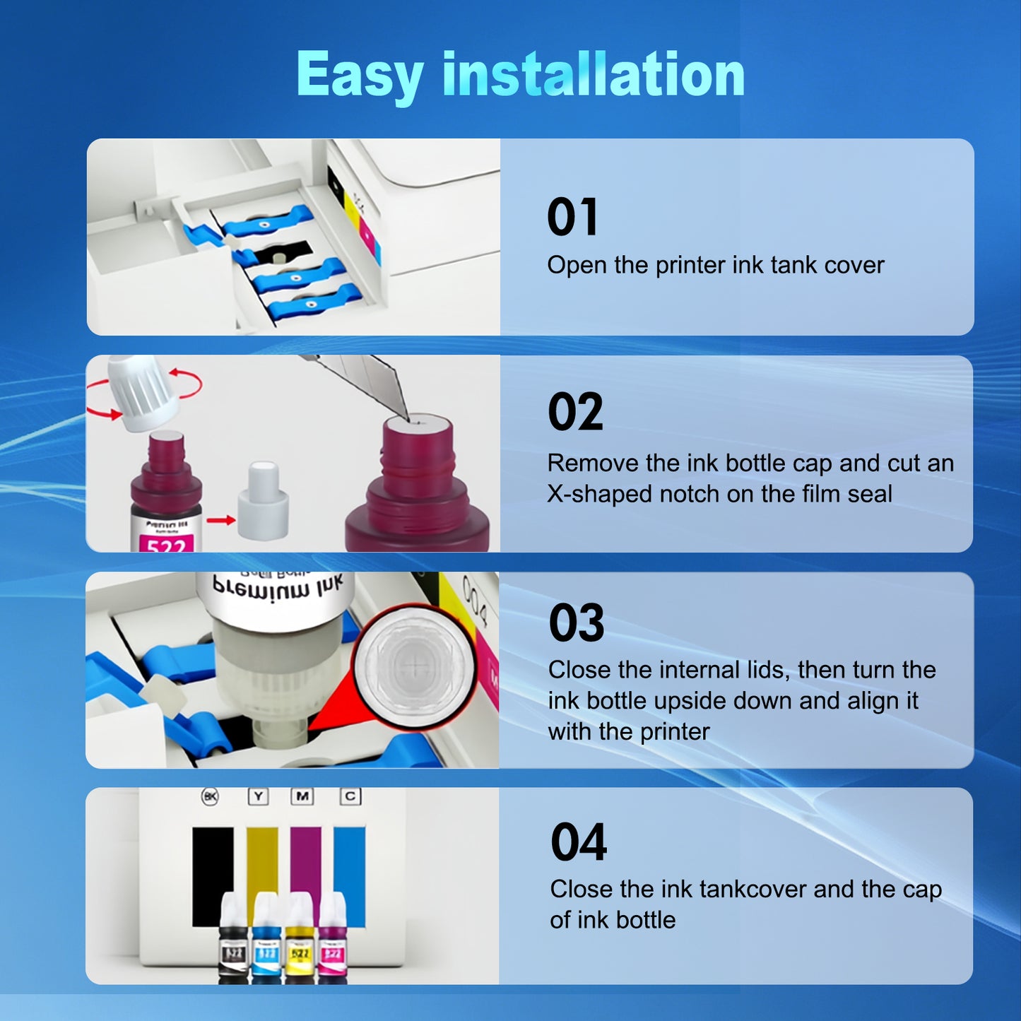 522 Ink  Bottles Compatible for Epson 522 Black Ink Refil Bottles for EcoTank Printers ET2800 ET2400 ET2720 ET2803 ET2840 ET4700 ET4800 ET4810 printer, 2 Black