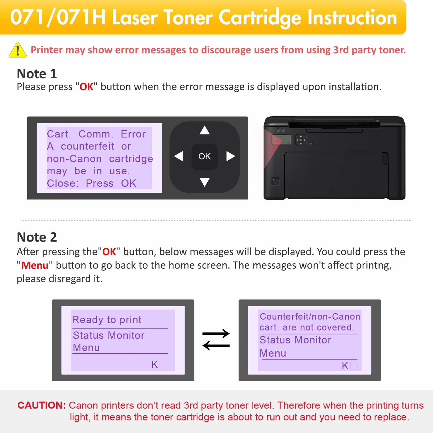 071 Toner Cartridge with Chip 4-Pack Compatible for Canon 071 071H CRG 071 imageClass LBP122dw MF272dw MF273dw MF275dw MF274dn MF271dn LBP121dn Printer Black