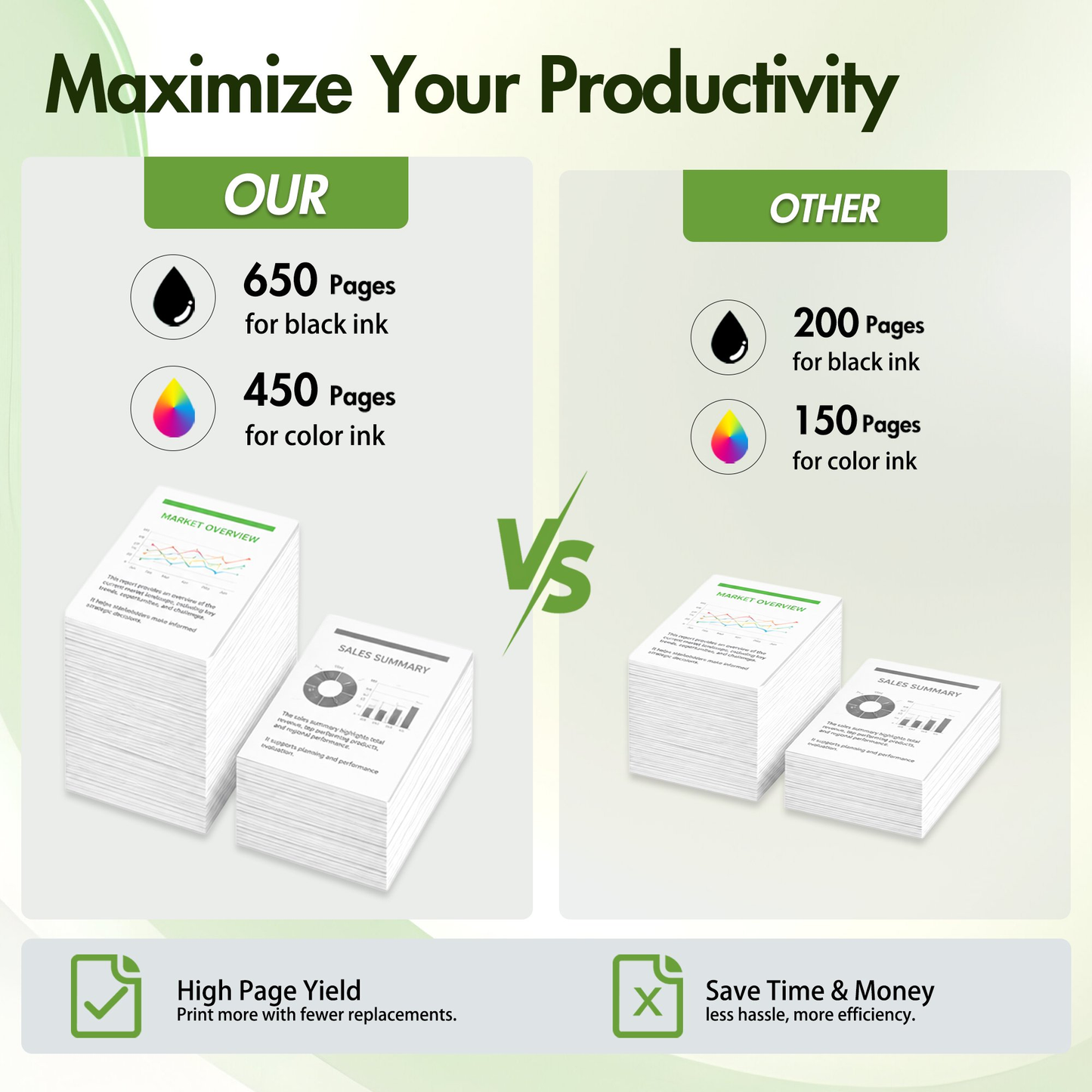 68XL Ink Cartridges HP Ink 68 68e High Yield Compatible with 6152e 6155e 6552e 6555e 6558e Printer(Black, Tri-Color)