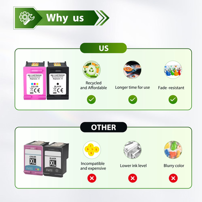 62XL Ink Cartridges Compatible for 62 Ink 62 XL Combo Pack for Envy 5660 7645 7640 5740 OfficeJet 250 (Black, Tri-color)