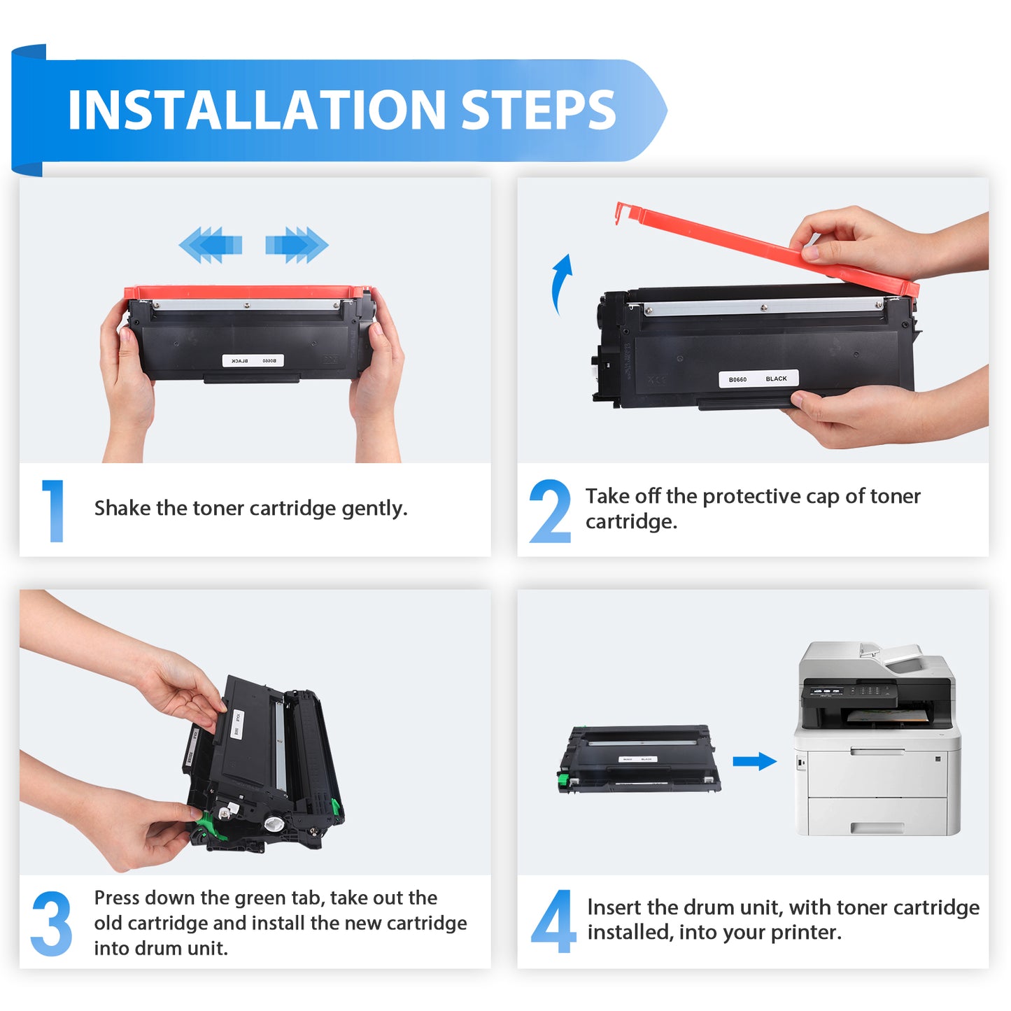 TN660 TN-660 Toner Cartridge Compatible for Brother TN660 TN 660 TN-630 TN630 for Brother HL-L2340DW MFC-L2700DW DCP-L2540DW HL-L2300D HL-L2380DW HL-L2320D MFC-L2740DW Printer (4-Pack,Black)