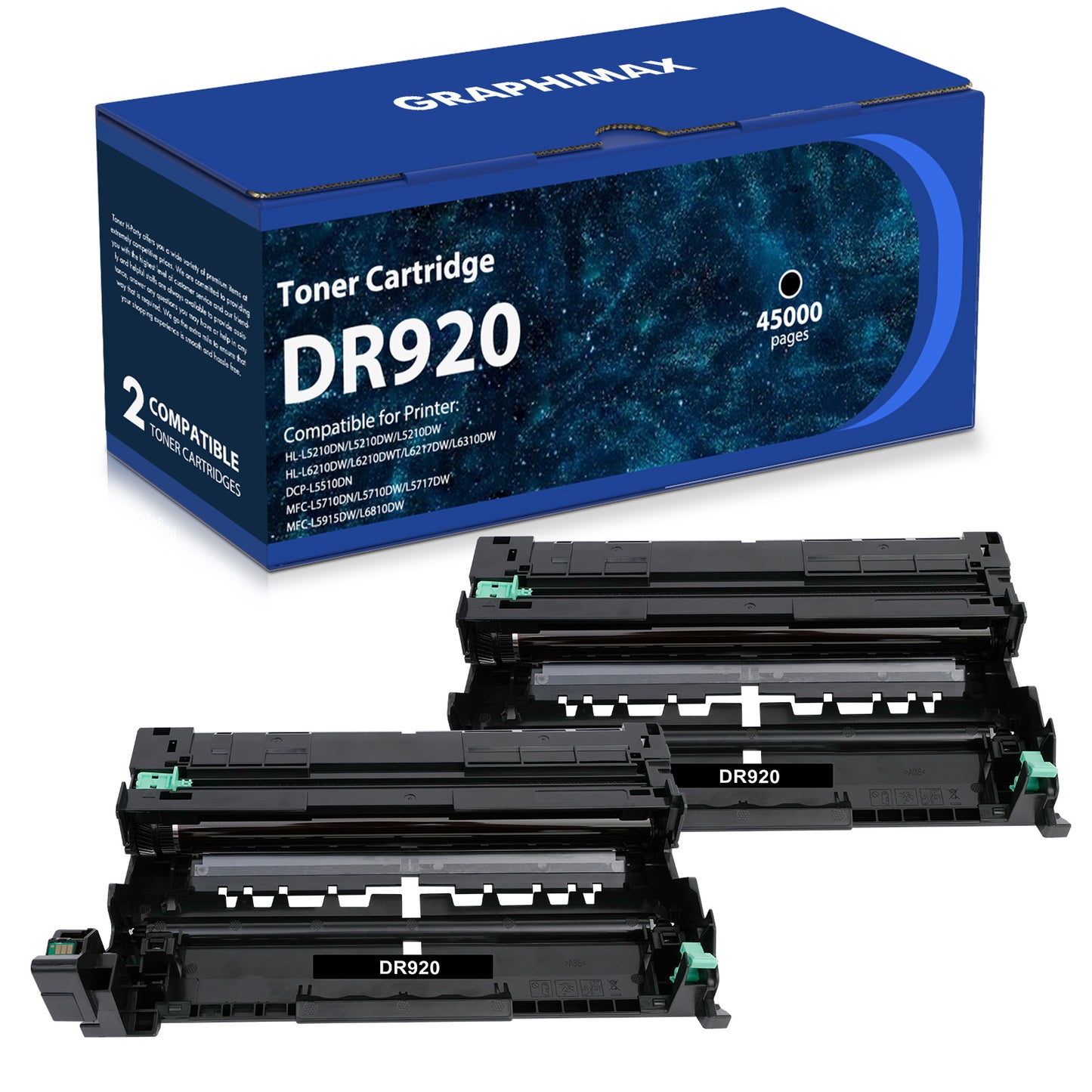 DR920 Drum Unit Compatible for Brother DR920 DR-920 Drum Unit for HL-L5210DN HL-L5210DW HL-L5210DWT HL-L5215DW HL-L6210DW HL-L6310DW MFC-L6810DW Printer (2 Pack)