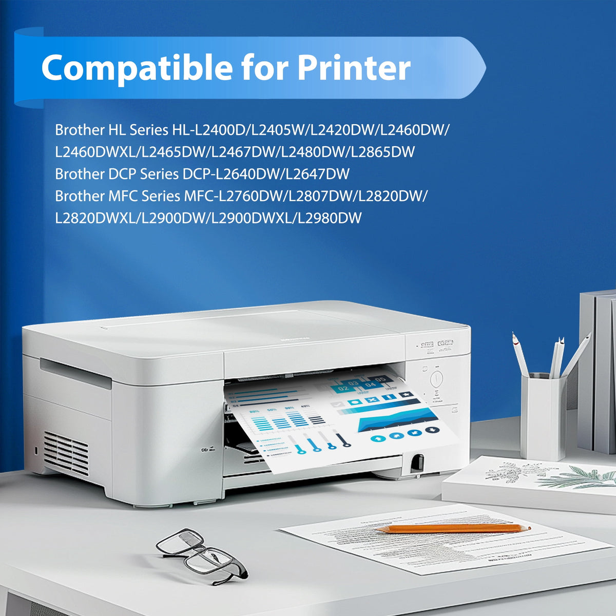 TN830XL Toner Cartridge Compatible for Brother TN830XL TN830 TN 830XL HL-L2460DW HL-L2405W DCP-L2640DW MFC-L2820DW HL-L2400D L2405W L2480DW MFC-L2820DWXL Printer High Yield Black 2-Pack